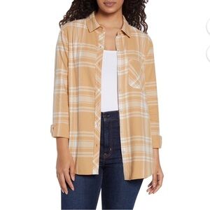 NWT GAP Women's Relaxed Fit Flannel shirt - Jodie Plaid pattern, Medium, Tan